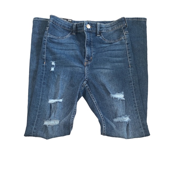 NWT H&M Divided Dark Blue Distressed Super Skinny Jeans Sz 6 - Picture 1 of 7